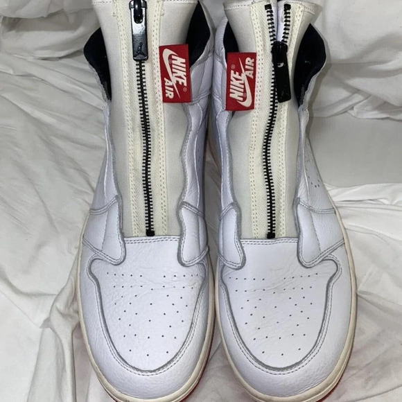 Jordan 1 Retro High Zip AR4833-100 White University‎ Red Black Sail Mens Sz 11.5